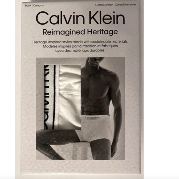 Calvin Klein New Reimagined Heritage White Cotton Stretch Trunk NB3083 110 XL - Picture 1 of 2